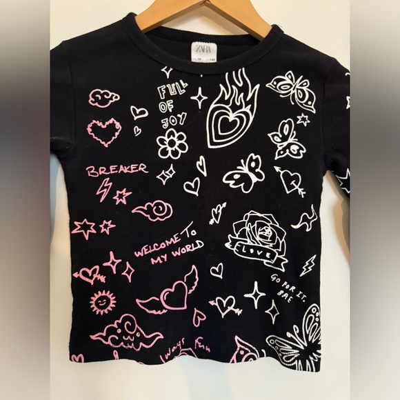 Zara Girls Ribbed Crop with Tattoo design - Picture 3 of 4